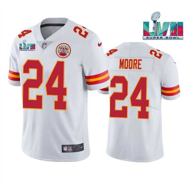 Men & Women & Youth Kansas City Chiefs #24 Skyy Moore White Super Bowl LVII Patch Vapor Untouchable Limited Stitched Jersey->kansas city chiefs->NFL Jersey